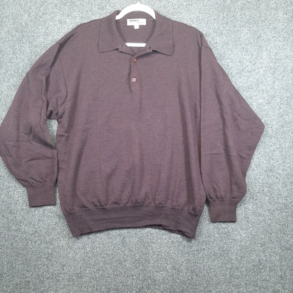 Mondo di Marco Knit Polo CA 07817 XL 54 Purple Mens Merino Wool Made in Italy